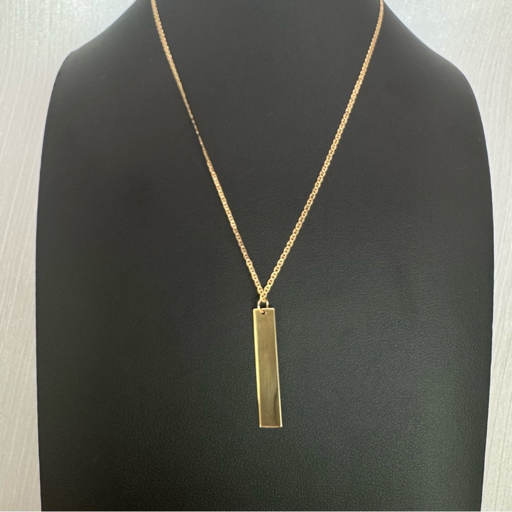 Solid 14k Gold Rectangle Pendant - Picture 3 of 3